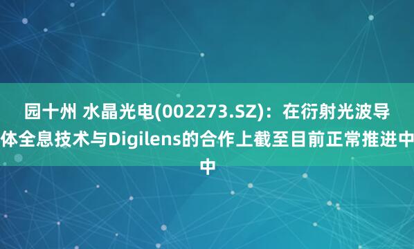 园十州 水晶光电(002273.SZ)：在衍射光波导体全息技术与Digilens的合作上截至目前正常推进中