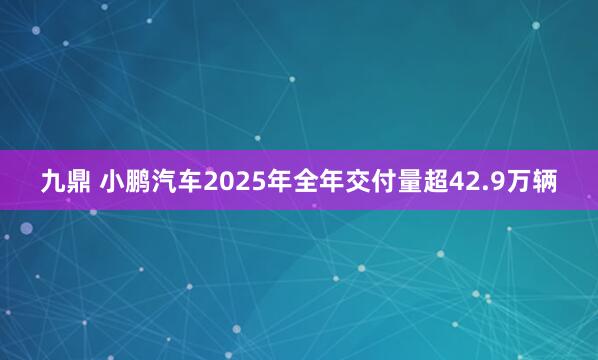 九鼎 小鹏汽车2025年全年交付量超42.9万辆